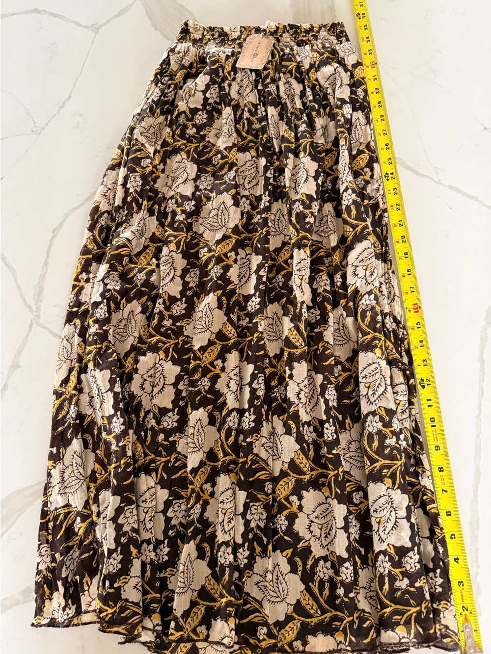 Natural Life Floral Print Maxi Skirt in Brown and Cream